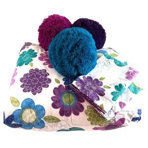 Living Quarters Queen XL Bed Floral Comforter Set w/ Three Pillows